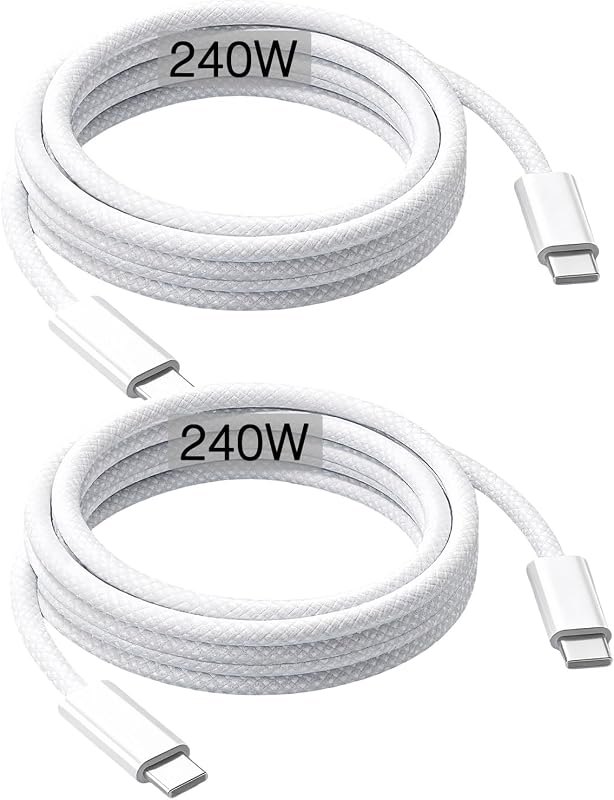 240W USB-C Charge Cable 2m [2-Pack], 6ft USB C to USB C Cable, Fast Charging Cord for Macbook Pro/Macbook Air, iPad