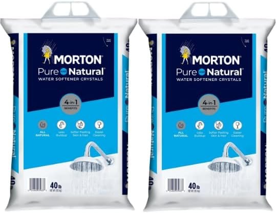 (2 PACK) Morton Water Softener Salt Crystals, Pure and Natural 4 in 1, 40 pounds — Sediment filters and softener salt