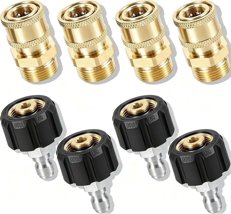 8 pcs 1/4 Pressure Washer Quick Connect Kit, M22-14mm to 1/4inch — pressure washer nozzles heavy duty for pressure