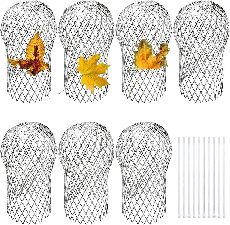 7 Pack Gutter Downspout Guard, Gutter Guard Mesh Aluminium 3.5 Inch Downspout Filter Strainer Adjustable Screen