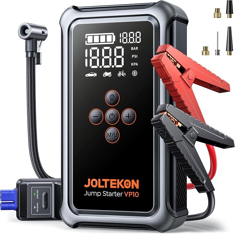 Car Battery Jump Starter with Air Compressor 6000A 150PSI, Car Jumper Starter Portable (All Gas/10L Diesel), Jump Box