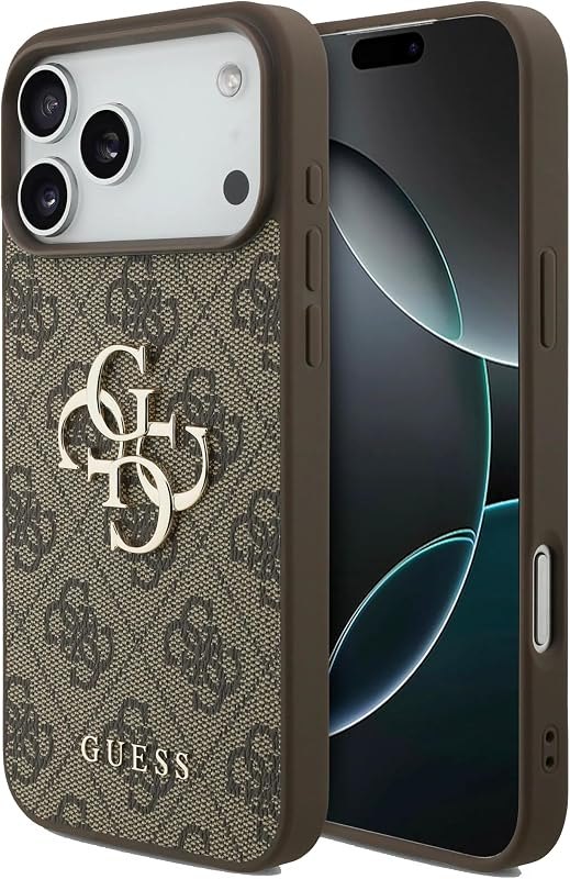CG MOBILE Guess 4G Large Logo Phone Case for iPhone 17 Pro Max (Brown) — case for iphone pro max accessories