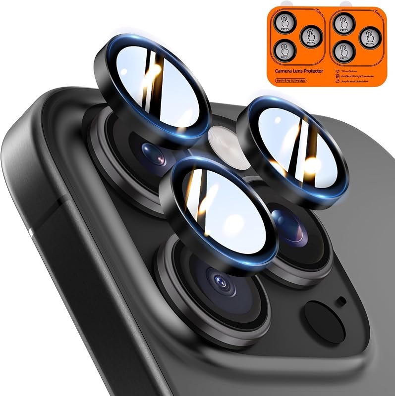 TOCOL for 2 Pack iPhone 15 Pro Max Camera Lens Protector/iPhone 15 Pro Camera Lens Protector Tempered Glass HD