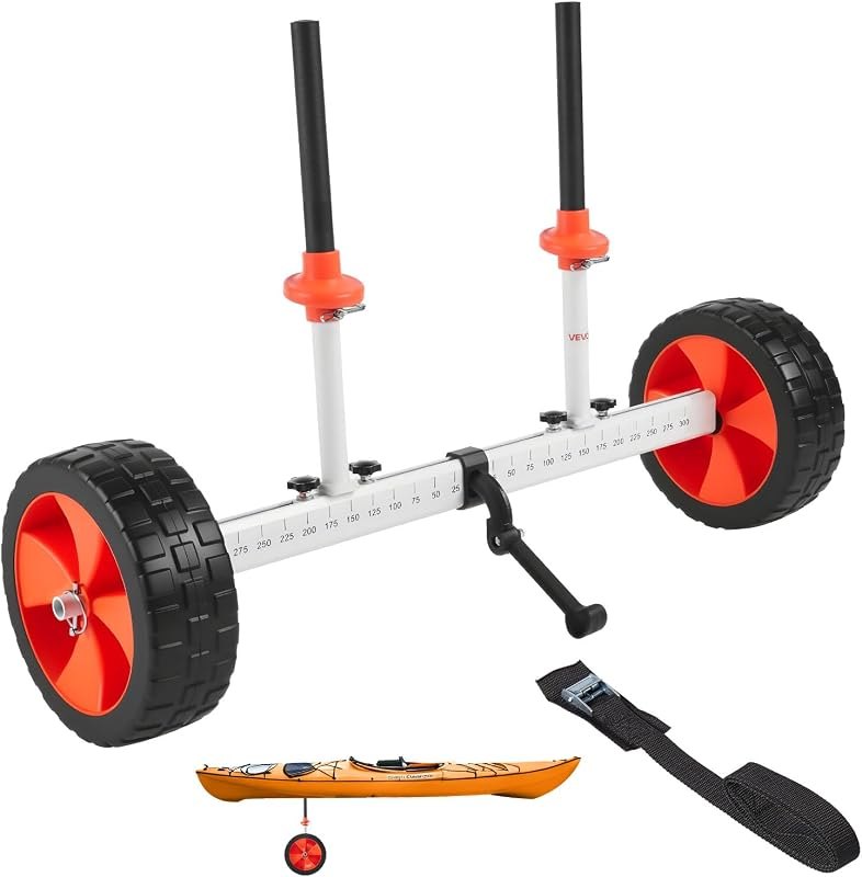 VEVOR Kayak Cart, 230 lbs Load Capacity, Canoe Cart Dolly with 10-inch Solid PU Tires & Kickstand, Assembles &
