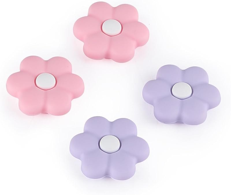 Switch 2 Game Console Thumb Grip Caps, Joystick Covers for Nintendo Switch 2, Purple Pink Daisy Flower Soft Silicone