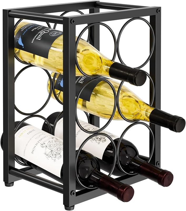 Metal Countertop Wine Rack 6 Bottles, Fits Large Wine Bottles — wine floor stand for wine floor stand