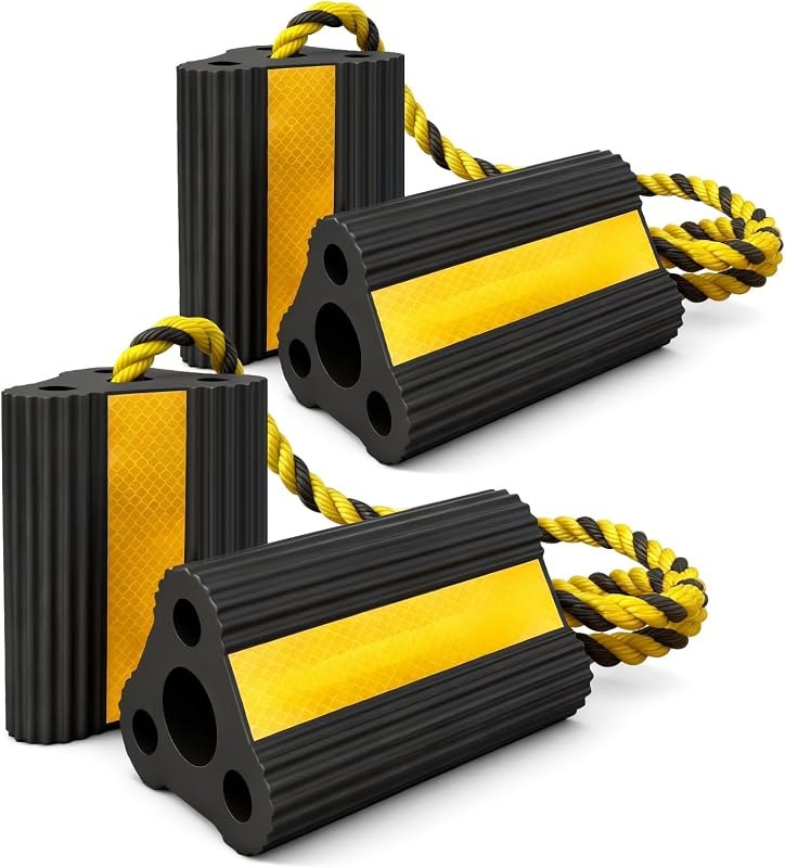 Wheel Chocks for RV Trailer Camper Truck Car, Versatile Heavy Duty Rubber Wheel Immobilizers & Chocks, Wheel Chocks