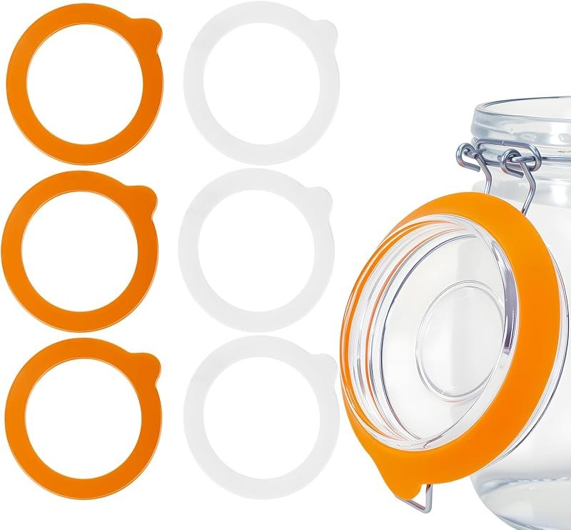 3.75 Inches Diameter Rubber Seals for Glass Jars, 6 Pcs Food Grade Airtight Replacemen Silicone Jar Gaskets, Leakproof