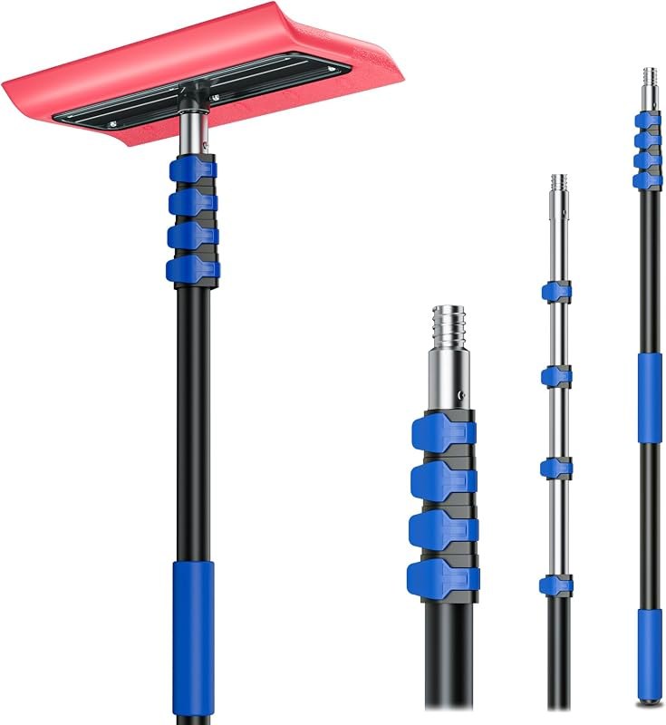 Roof Rakes for Snow Removal, 20FT Telescoping Snow Rake for House Roof, Solar Panels, Cars & RV, Snow Broom Push/Pull