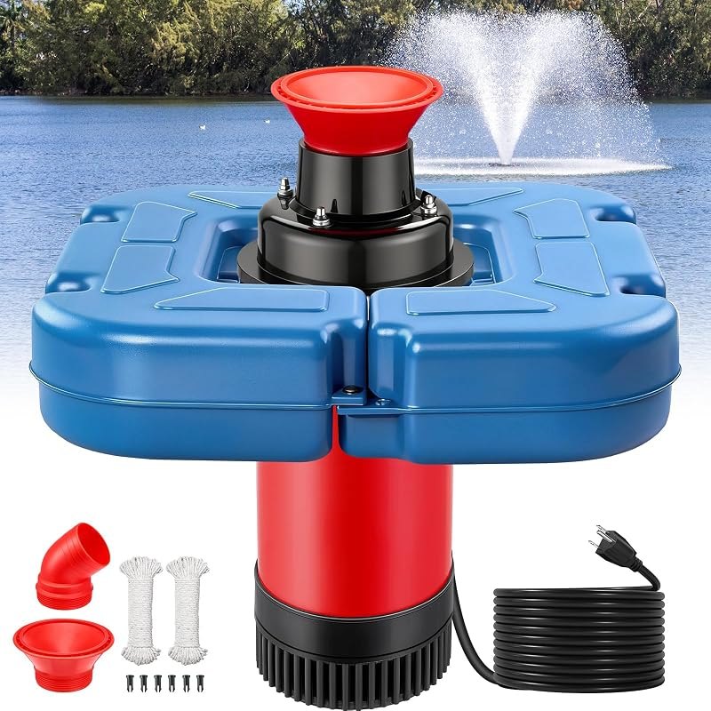 SURAIELEC Pond Fountain Aerator, 1HP 15000 GPH Floating Pump, 2 Nozzles — pond pumps for pond pumps