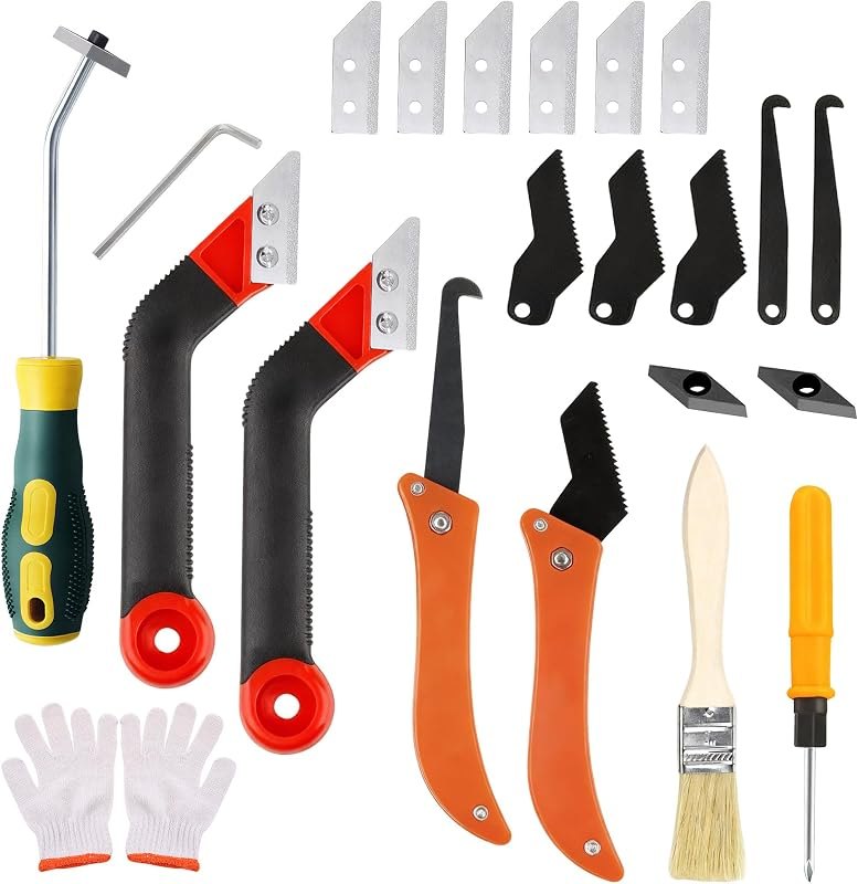 23 Pack Grout Removal Tool Kit, 2 Tile Grout Saws with 6 Extra Blades, 2 Hand Grout Saw with 5 Cleaning Sawtooth