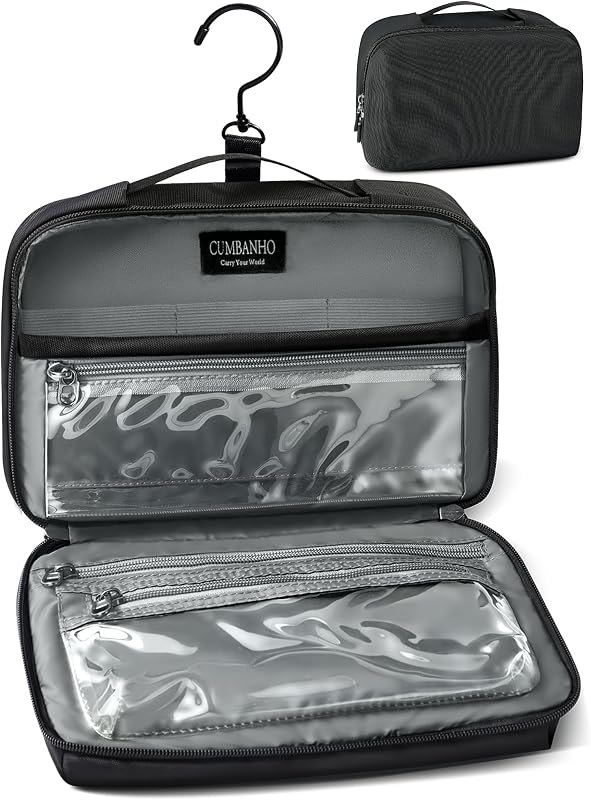 Hanging Toiletry Bag for Men, Toiletries Travel Kit with 360° Swivel Hook, Water-Resistant Nylon Dopp Kit,Shaving Bag
