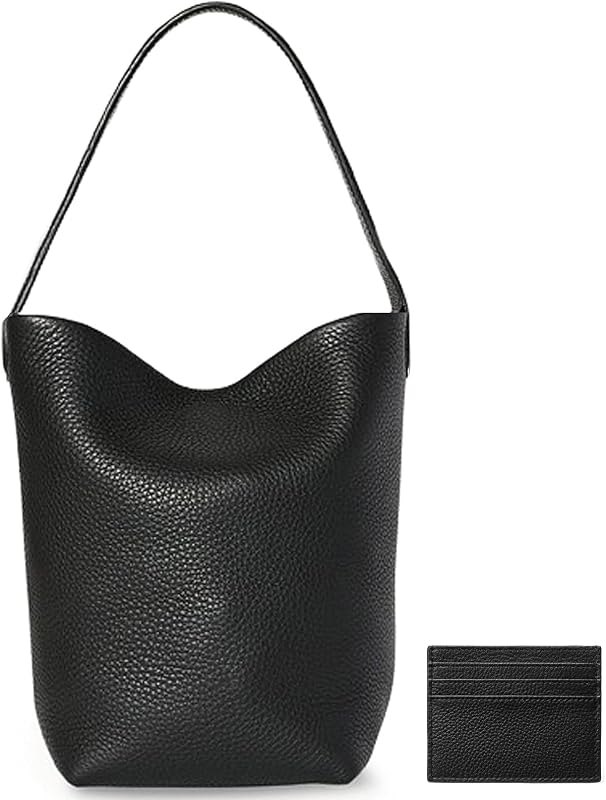 TRow Genuine Leather Bucket Bag with Wallet, Full-Grained Calfskin Tote — Classy Purses, Handbags and Luggage for