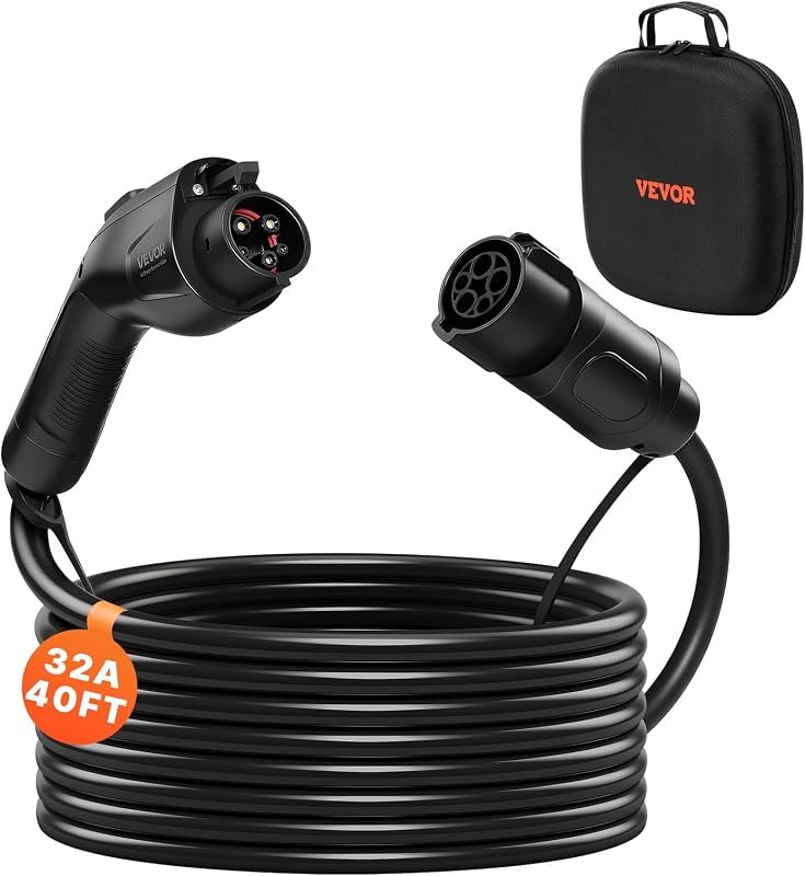 EV Charger Extension Cable, 32Amp 40 ft J1772 Extension Cord Compatible with 120V-240V SAE J1772 Electric Vehicle