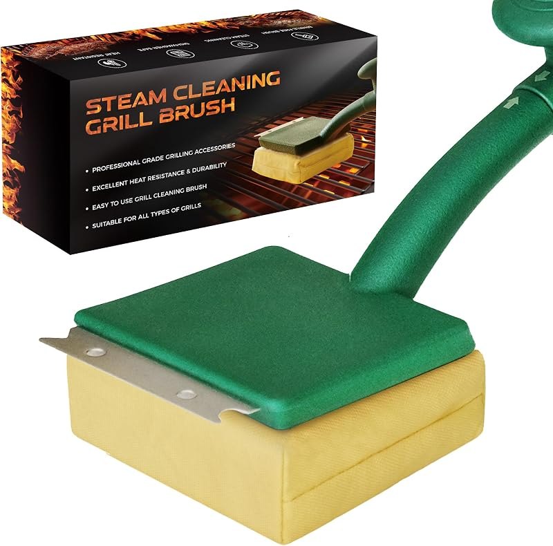 Grill Brush Bristle Free with Scraper, BBQ Replaceable Cleaning Head, Barbecue Grill Cleaner with Seamless Fit Scraper