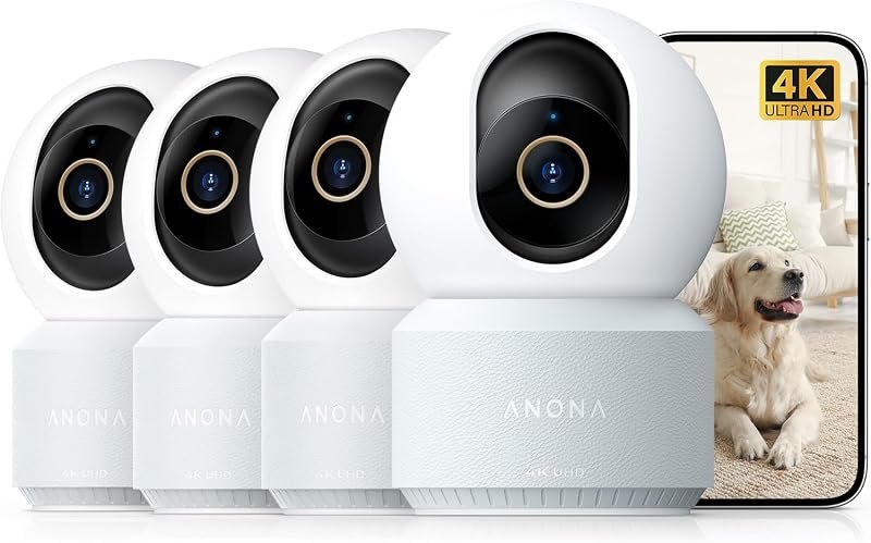 Anona 4K UHD Indoor Camera, Pet/Dog/Baby Security Camera with Phone App, 360°Pan-Tilt, 2.4G/5G Dual-Band Wi-Fi 6
