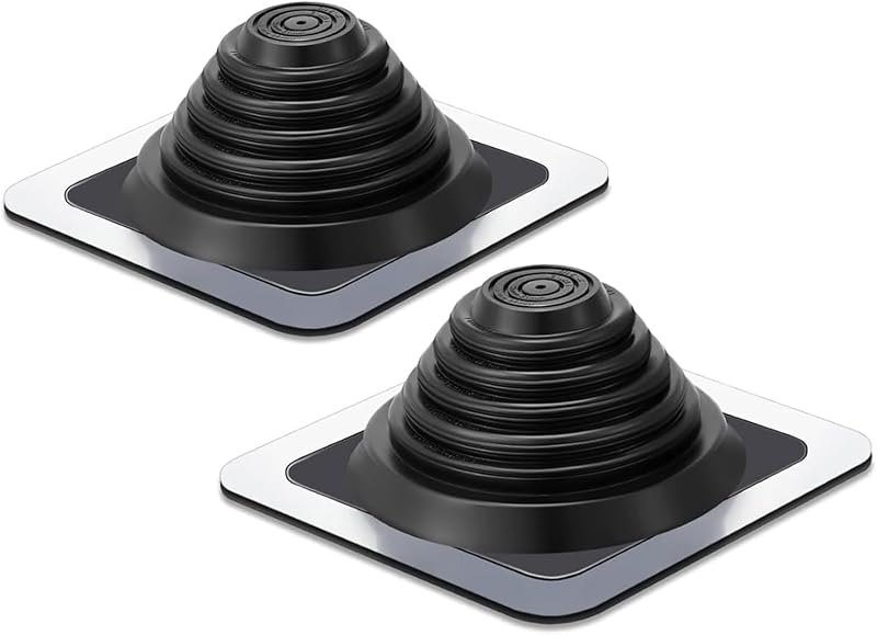 2Pcs Metal Roof Vents Flashing Kit Fits Pipe Od 1/4" to 5-3/4", Square Base 8" x 8" — best roofing ridge vents for