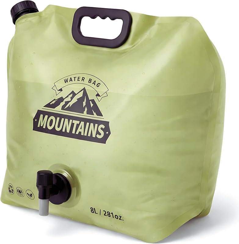 Camping Water Container 2 Gallon Collapsible Water Jug with Spout - Reusable Plastic Flasks, Foldable Empty Gallon Jug