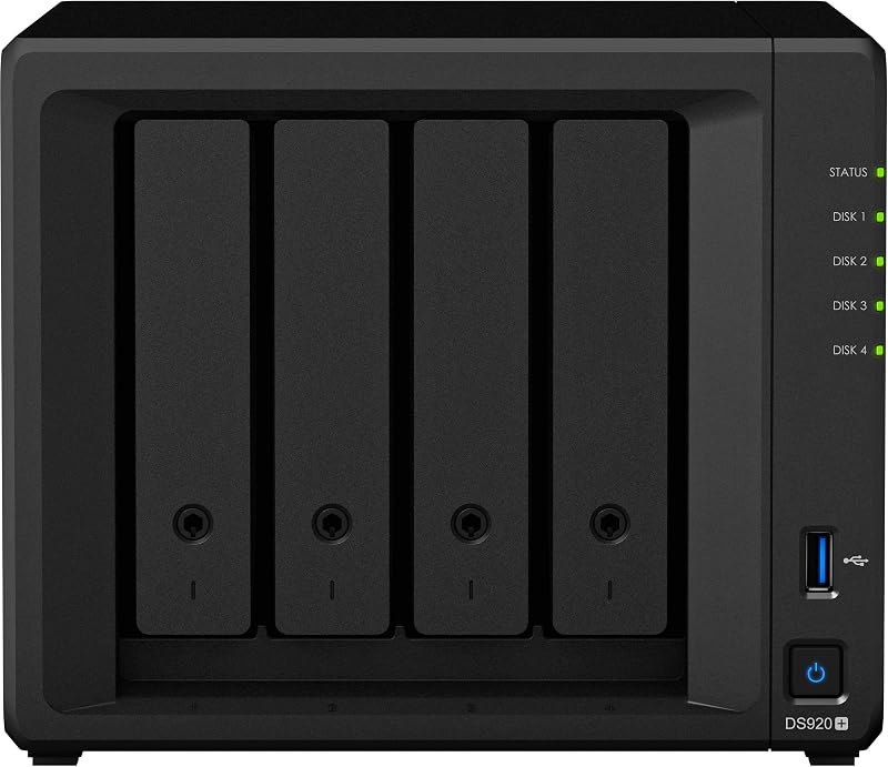 Synology DiskStation DS920+ NAS Server for Business with Celeron CPU, 8GB DDR4 Memory, 1TB M.2 SSD, 4TB SSD Storage