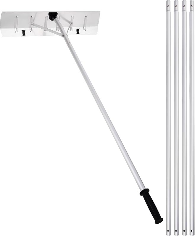Snow Roof Rake, 4.78’-19.88’ Extendable Rake for Snow Removel, Lightweight Tool with 24.61 in Aluminum Blade, Also for