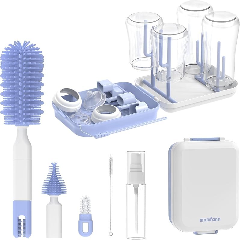 MOMFANN Baby Bottle Brush Set, 8 in 1 Magnetic Cleaner Bottle Brush Kit