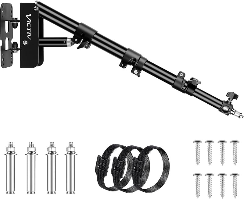 Professional Ring Light Wall Mount, 44.5" Adjustable Boom Arm Stand for Photography Lighting Studio, Triangle Camera