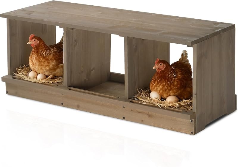 Outvita Nesting Boxes for Chickens 3 Compartments, Wood Chicken Nesting Box Wall Mount, Versatile Use Nest Box for