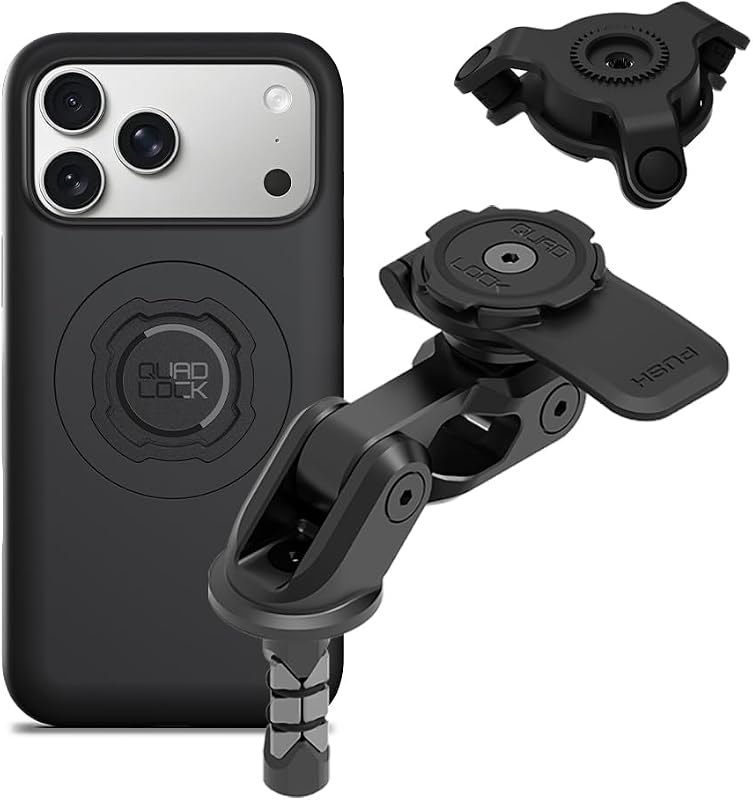 Quad Lock Motorcycle Fork Stem Mount PRO Kit with Vibration Dampener and MAG Phone Case for iPhone 17 Pro Max — best