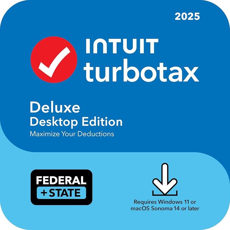 TurboTax Deluxe Desktop Edition 2025, Federal & State Tax Return [Win11/Mac14 Download] — Financial software