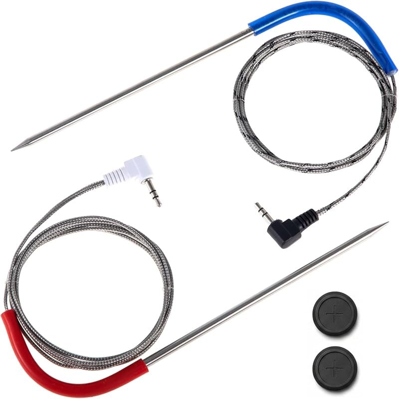 Replacement Waterproof Meat Probe with Traeger BBQ Pellet Grills, 2-Pack Temperature Probes, 3.5 mm Plug Meat BBQ