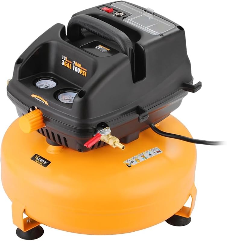 Hoteche 3 Gallon Air Compressor, 1/3HP Portable Air Compressor 100PSI Max Working Pressure, Oil-Free Compressor Tank