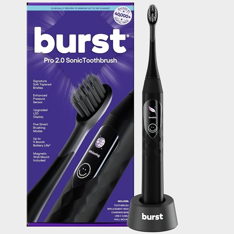 Burst Pro 2.0 Sonic Toothbrush for Adults (Black) — best Sonic electric toothbrush for sonic electric toothbrush