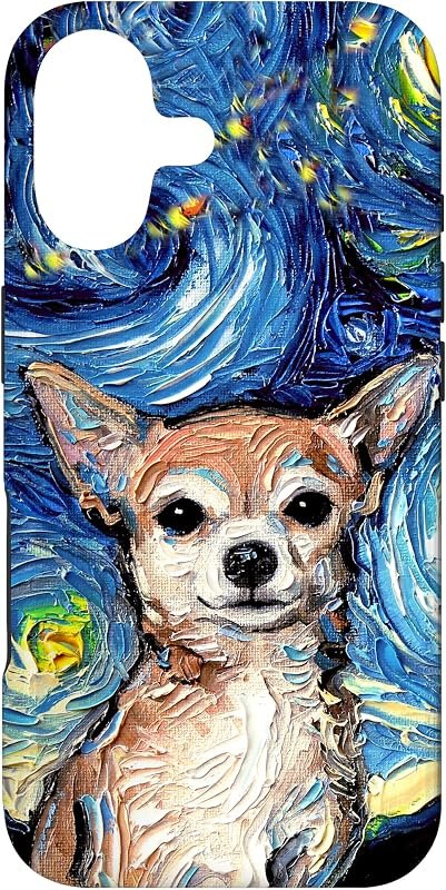 Tan Short Hair Chihuahua Starry Night Artwork Dog Lover Gift Case for iPhone 17 — rugged case for iphone case