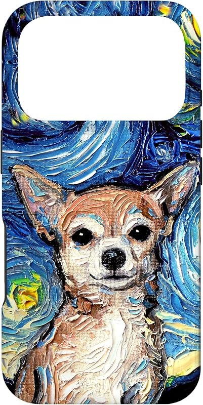 Tan Short Hair Chihuahua Starry Night Artwork Dog Lover Gift Case for iPhone 17 Pro — case for iphone pro accessories