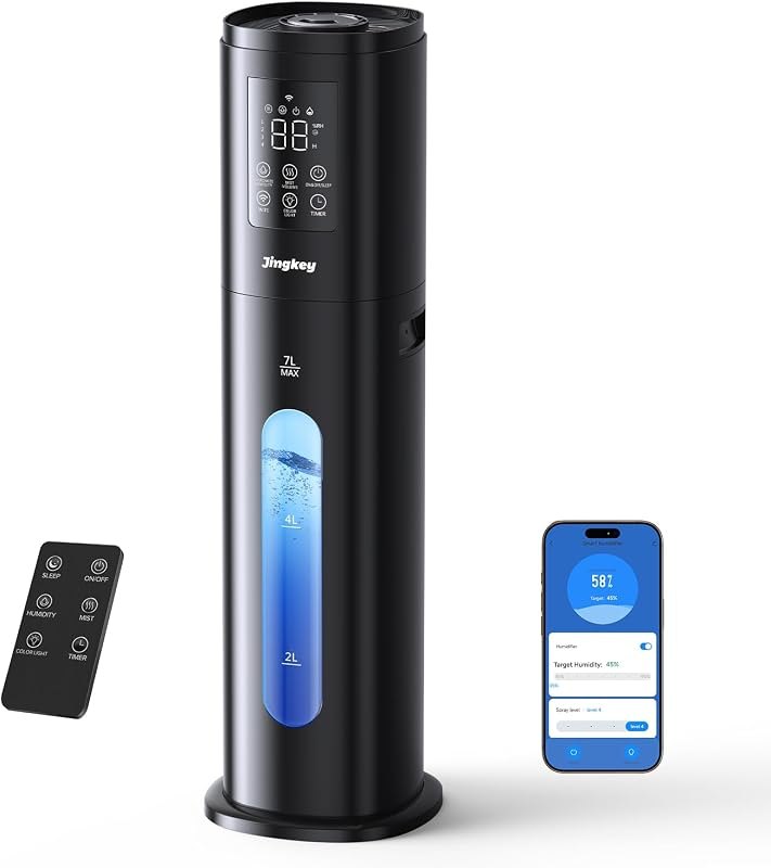 Humidifiers for Bedroom Large Room, 7L/1.85Gal Large Humidifier with Smart App & Remote Control, 4 Mist Levels