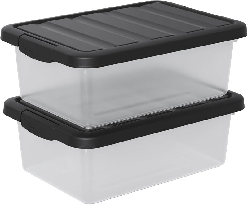 14-Qt Clear Latching Storage Boxes, 2-Pack Storage Bins — clear storage bins with lids for clear storage bins lids