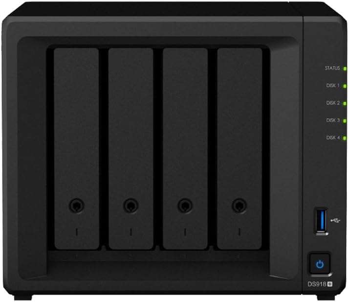 Synology DiskStation DS918+ NAS Server for Business with Intel Celeron CPU, 8GB Memory, 256GB SSD, 8TB HDD, Synology