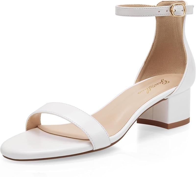 Low-chunk Heel Pump Sandals, Open toe 2 inches Block Chunky Dressy Ankle Strap Strappy Shoes for Women, Work Office