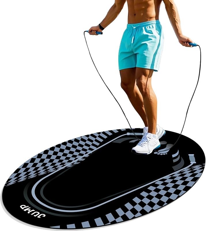 Jump Rope Mat Outdoor Indoor,Oval 52'' x 36'' Non-slip Fitness Exercise Mat — jump rope mat for weighted jump rope
