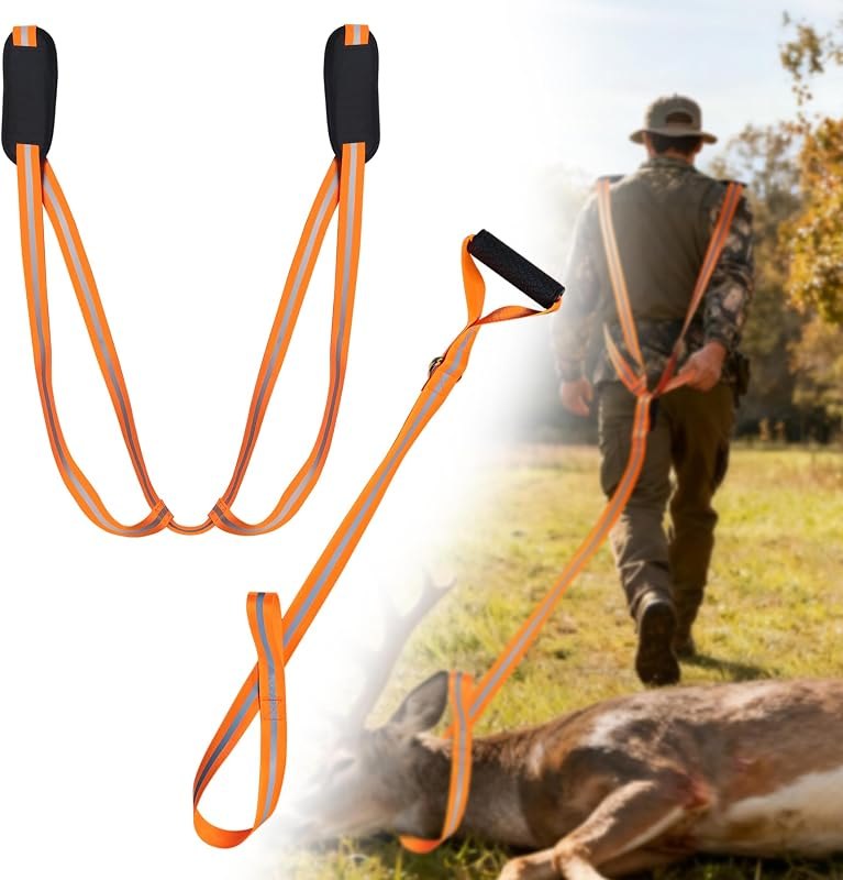 Deer Drag Harness,Orange Hunting Gear for Dragging Elk Boar — best hunting drag harness for hunting drag harness