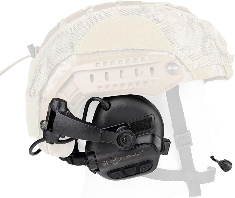 EARMOR M32X PLUS Shooting Ear Protection Tactical Headset with MIC, Nato U-174 Connector and ARC Rail Helmet Adapters