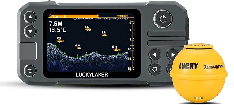LUCKY Kayak Portable Fish Finder Transducer Wireless Sonar Fish Finders Boat Rechargeable Handheld Fish Depth Finder