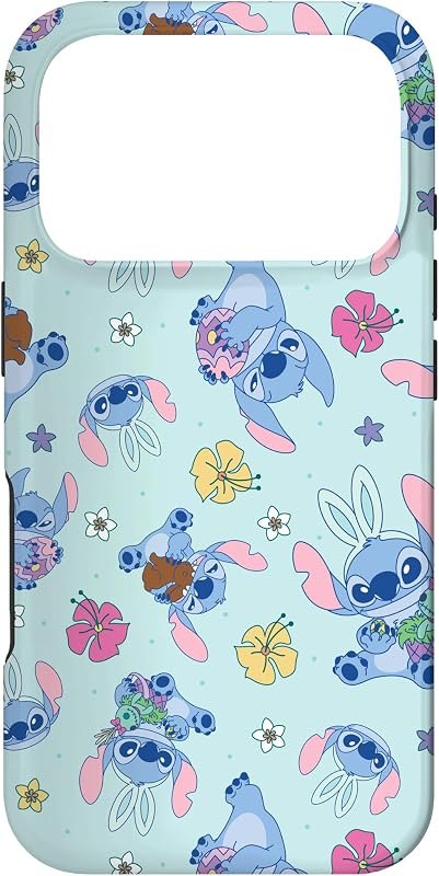 Disney Lilo & Stitch Cute Blue Easter Pastel Stitch Pattern Case for iPhone 17 Pro — rugged case for iphone pro