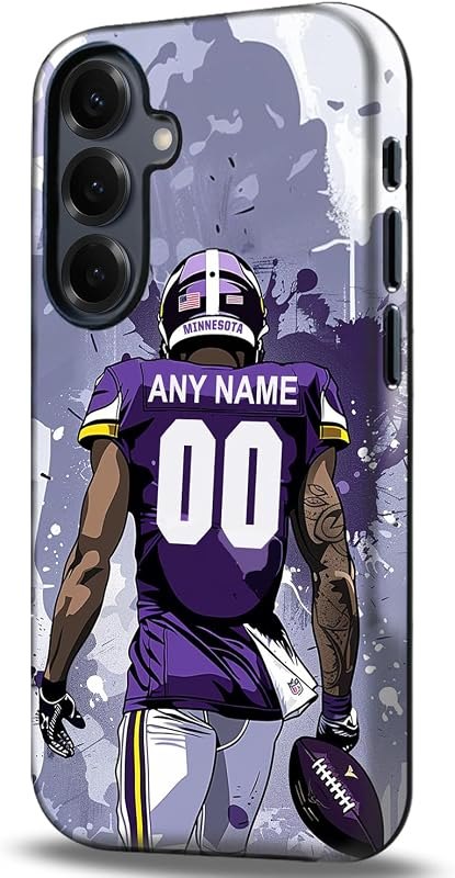 Custom Football Phone Case for Samsung Galaxy S26 S25 Ultra/Edge S24 FE S23+ S22 S21 Plus - Personal Name and Number -