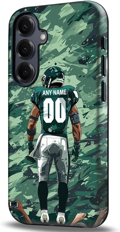 Custom Football Phone Case for Samsung Galaxy S26 S25 Ultra/Edge S24 FE S23+ S22 S21 Plus - Personal Name and Number -