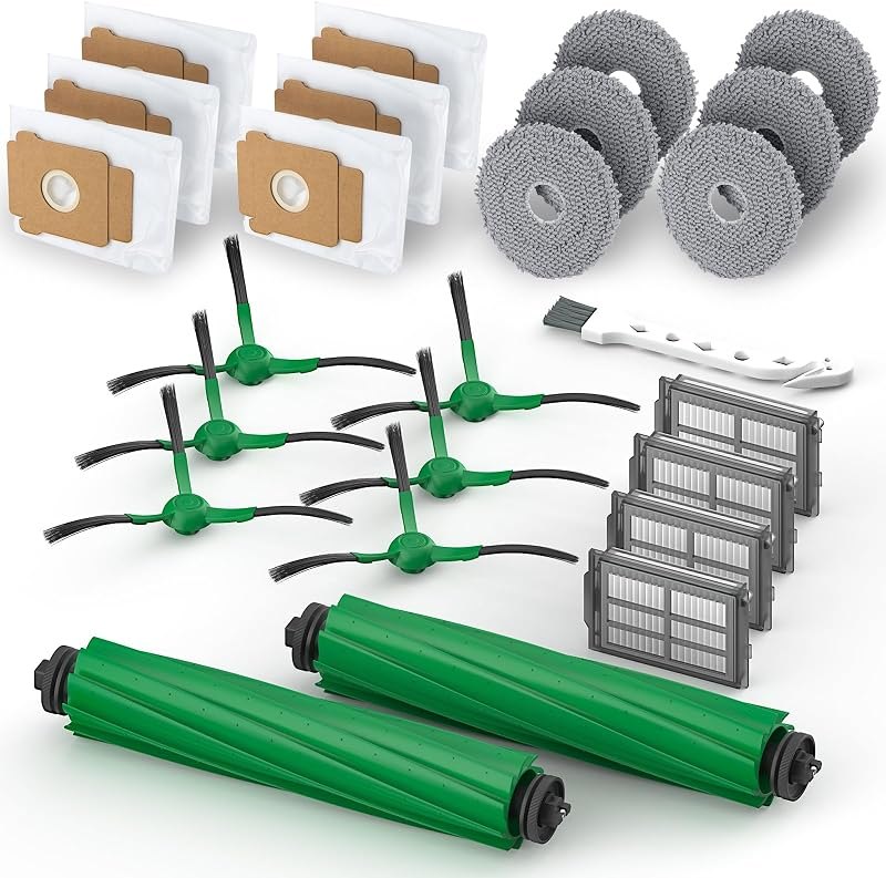 Replacement Parts for iRobot Roomba Plus 405/505 Combo Robot Vacuum and Mop,25 Pcs Accessories Kit:2 Main Brushes,6