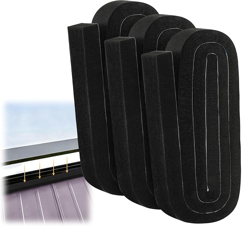 3Pcs Universal Vented Ridge Material 2"x15" Metal Roofing Self-Adhesive Felt Closure Strip Black Insulating Roof Panel
