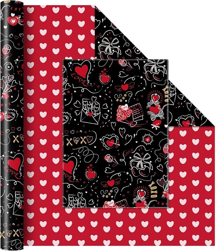 WERNNSAI Valentine Wrapping Paper Roll - 33ft Valentines Day Gift Wrap — rose gift wrap for rose gift wrap