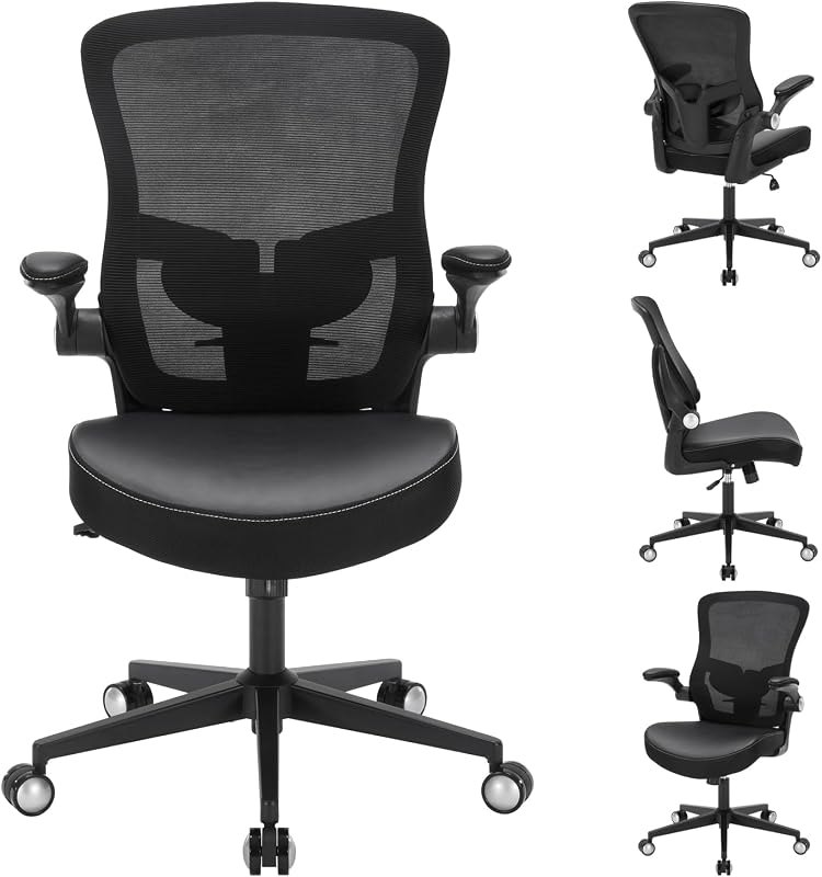 Heavy Duty Office Chair, 400lbs Ergonomic Desk Office Chair for Heavy People, Home Office Desk Chairs with Flip-Up