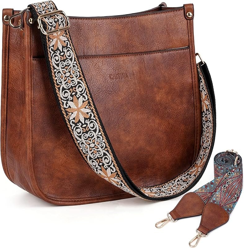 Crossbody Bag Women Vegan Leather Hobo Handbag Trendy Crossbody Shoulder Bag Purses For Women with 2 Adjustable Strap